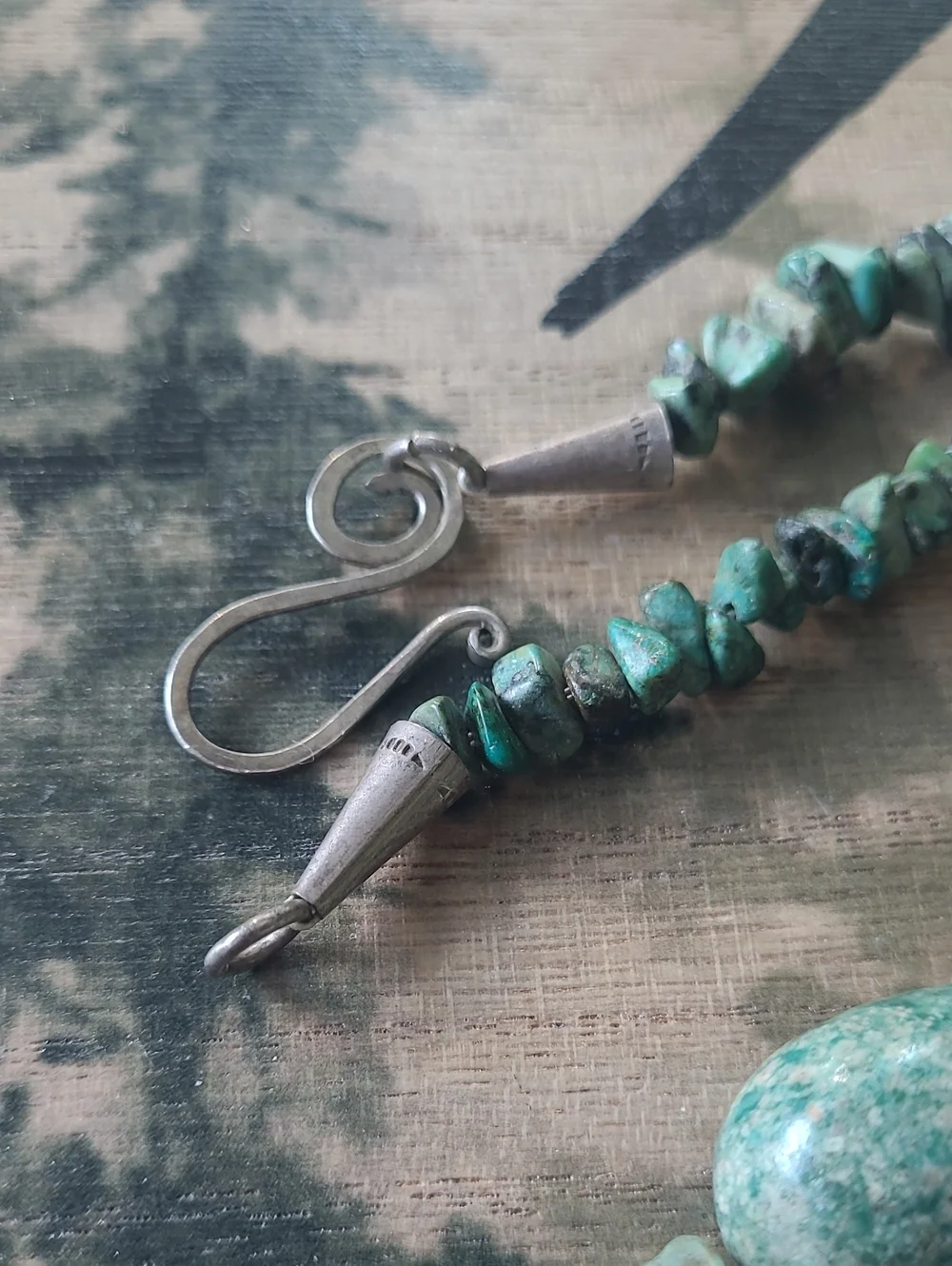 Vintage Southwestern Chunky Turquoise Nugget Necklace Sterling Silver Clasp 139g